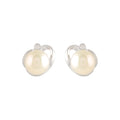 White Pearl & Stone Silver Stud Earrings