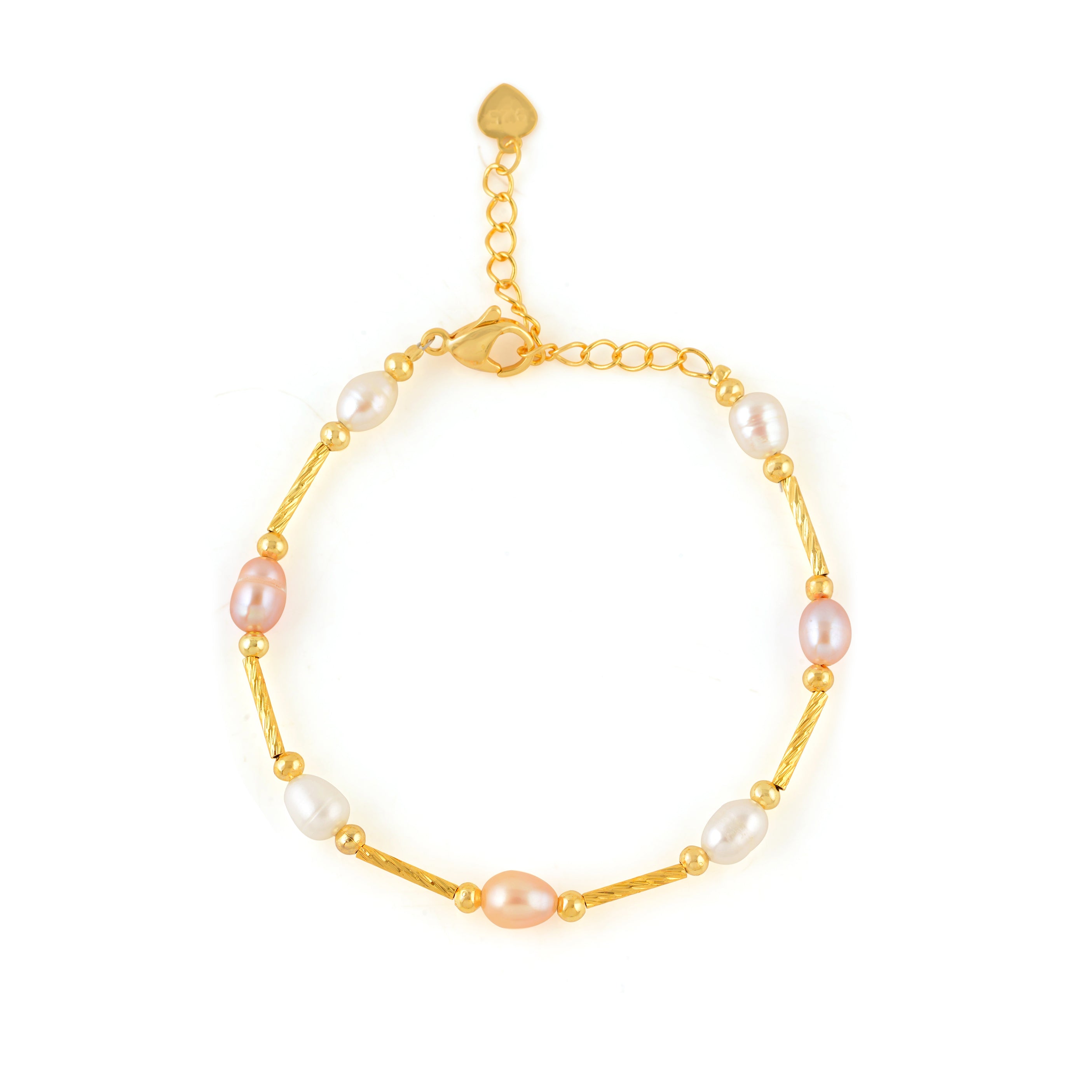 Multi-Tone Freshwater Pearl Bracelet with Gold Alloy & Silver Accents