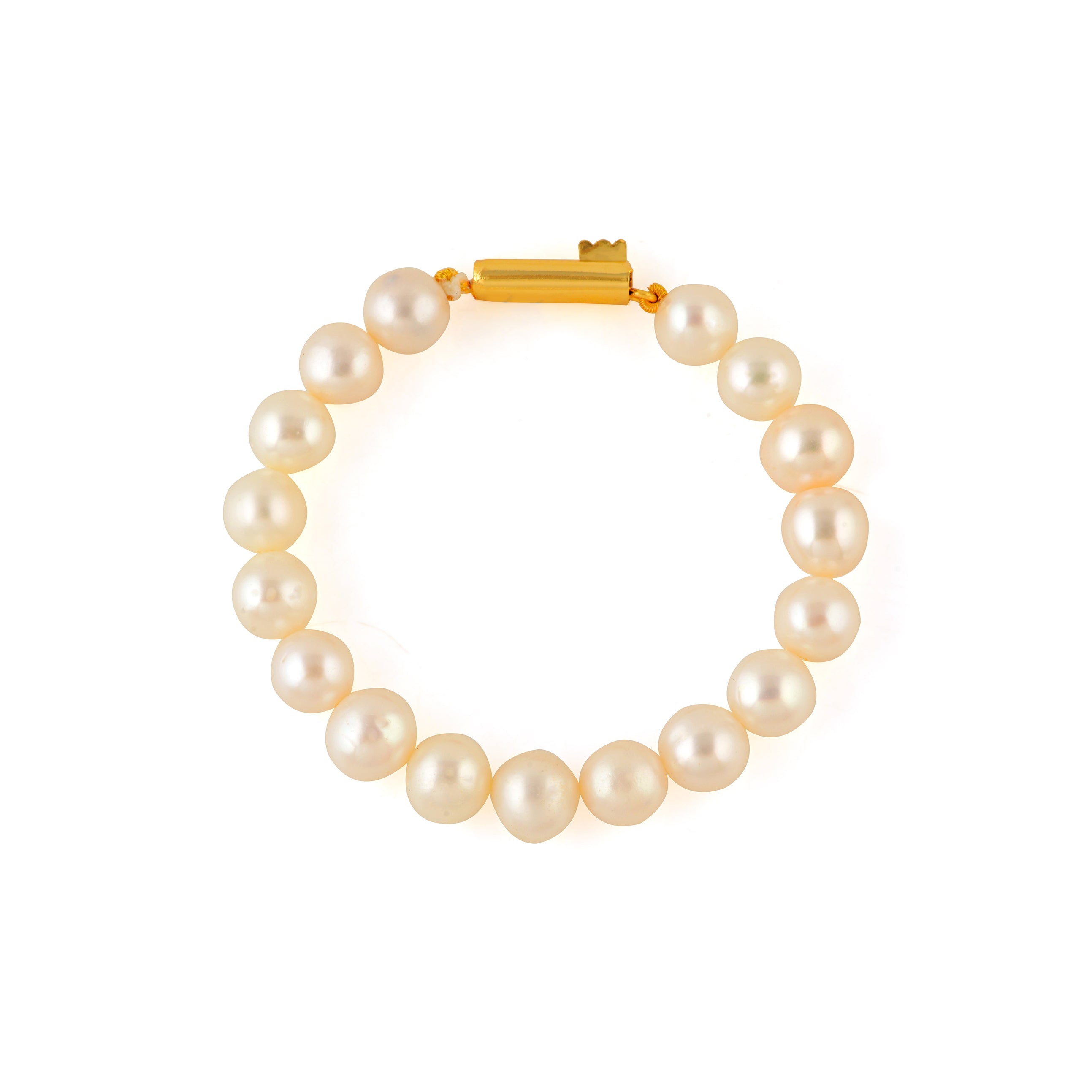 White Pearl Bracelet with Gold Clip - Ideal for Office & Daily Use