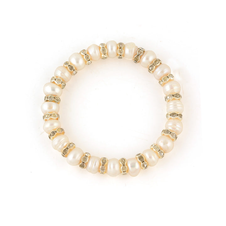 Handcrafted Freshwater Pearl Bracelet with Stone Accents