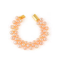 Handcrafted Peach Color Freshwater Pearl Mesh Bracelet