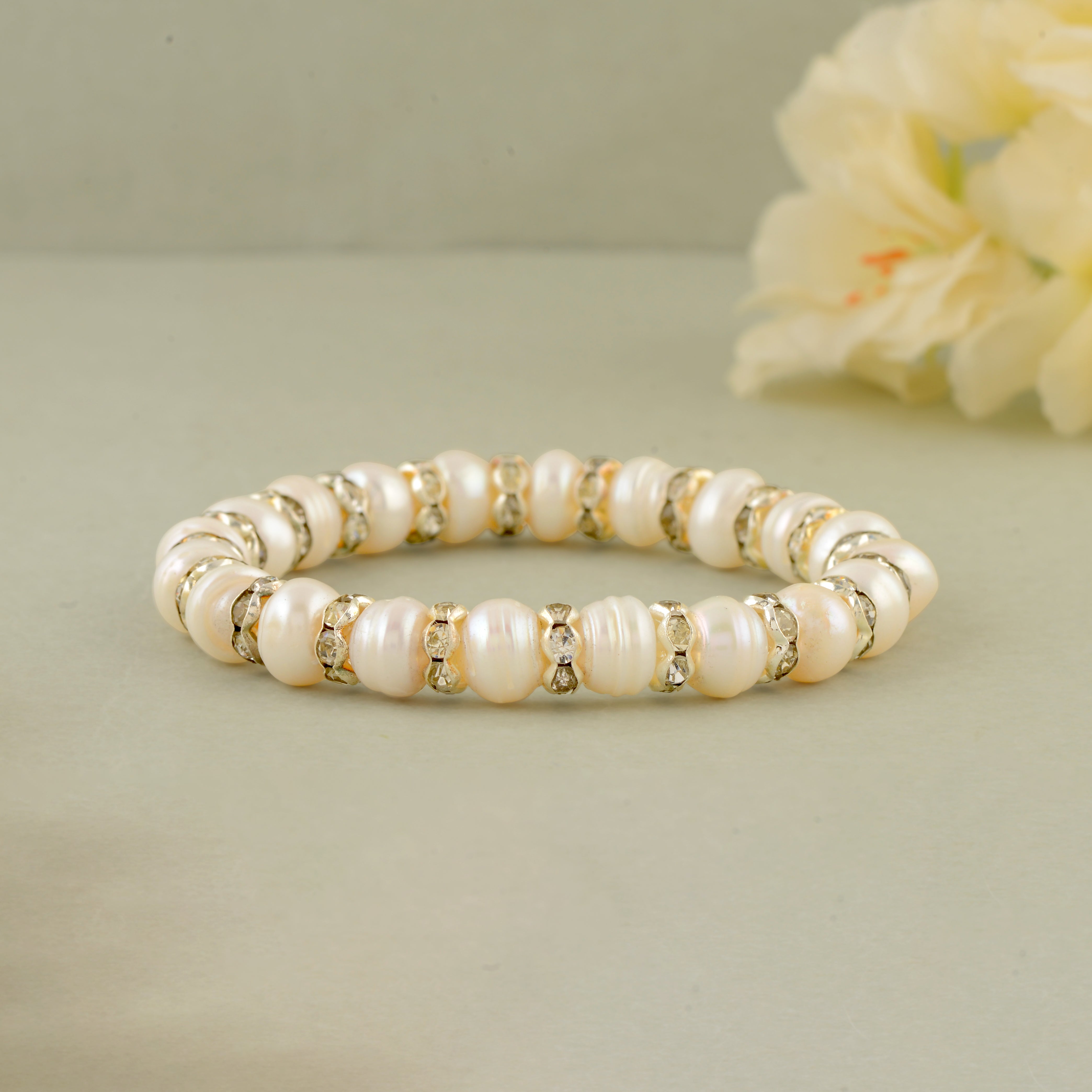 Handcrafted Freshwater Pearl Bracelet with Stone Accents