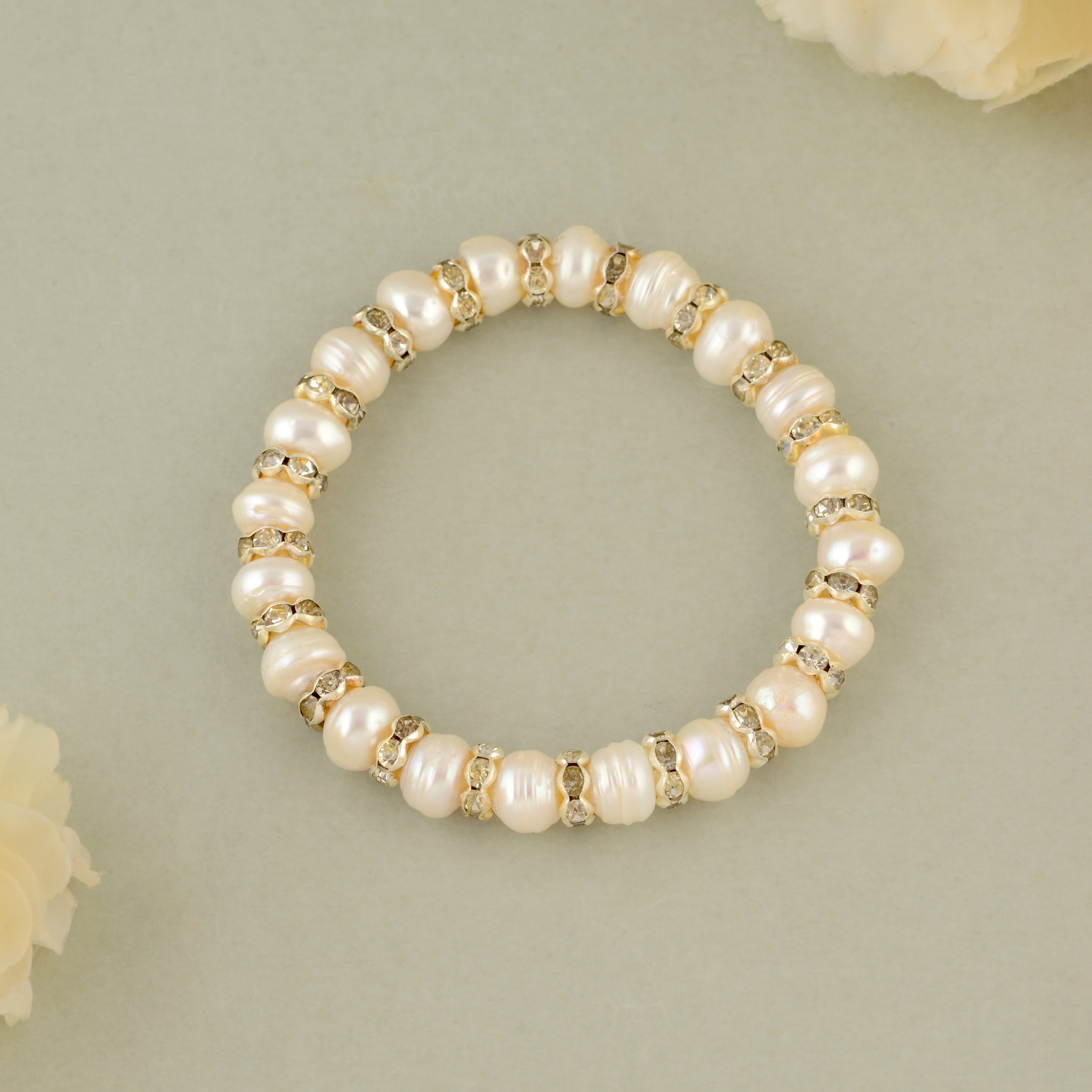 Handcrafted Freshwater Pearl Bracelet with Stone Accents