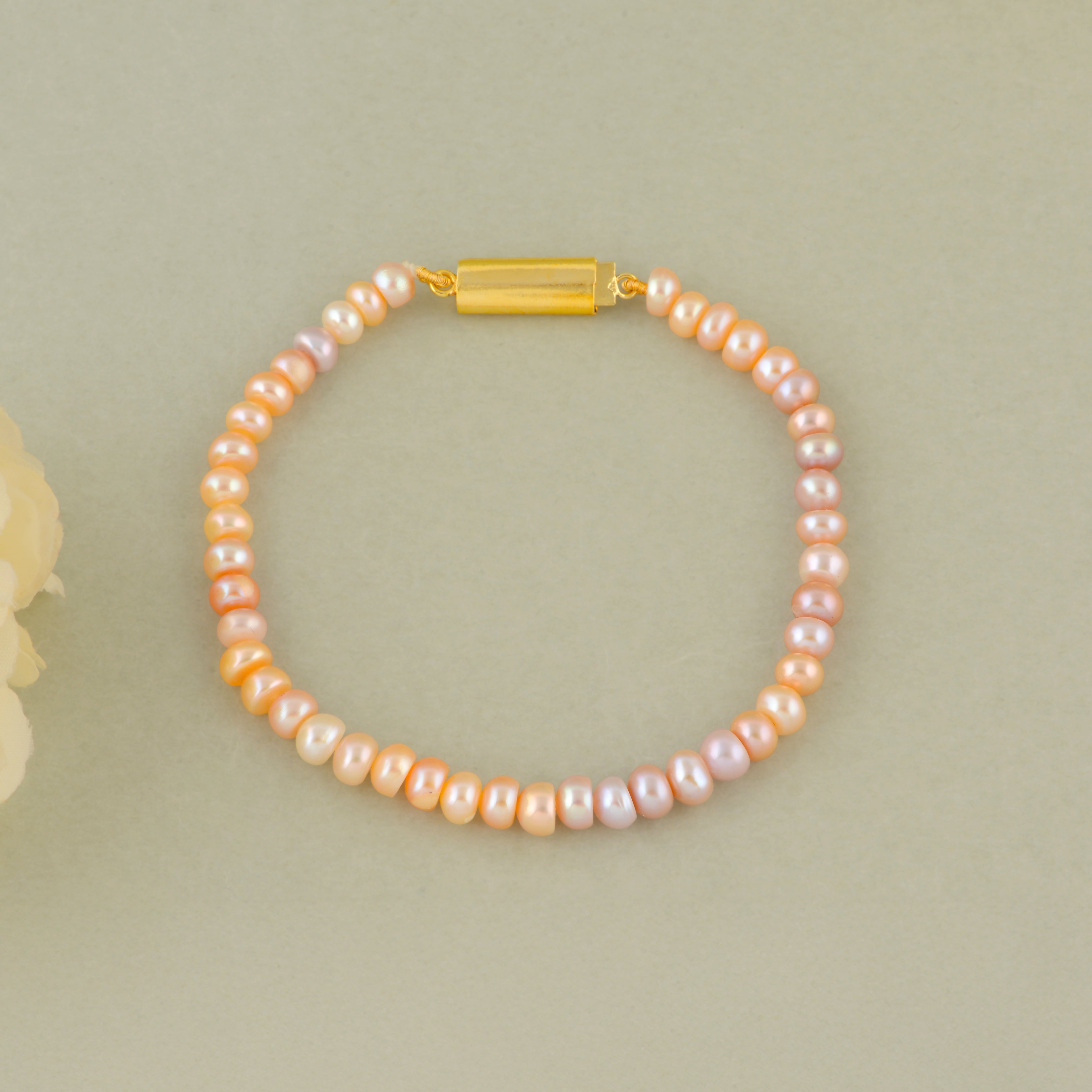 Elegant Multi-Color Freshwater Pearl Bracelet with Gold Clip