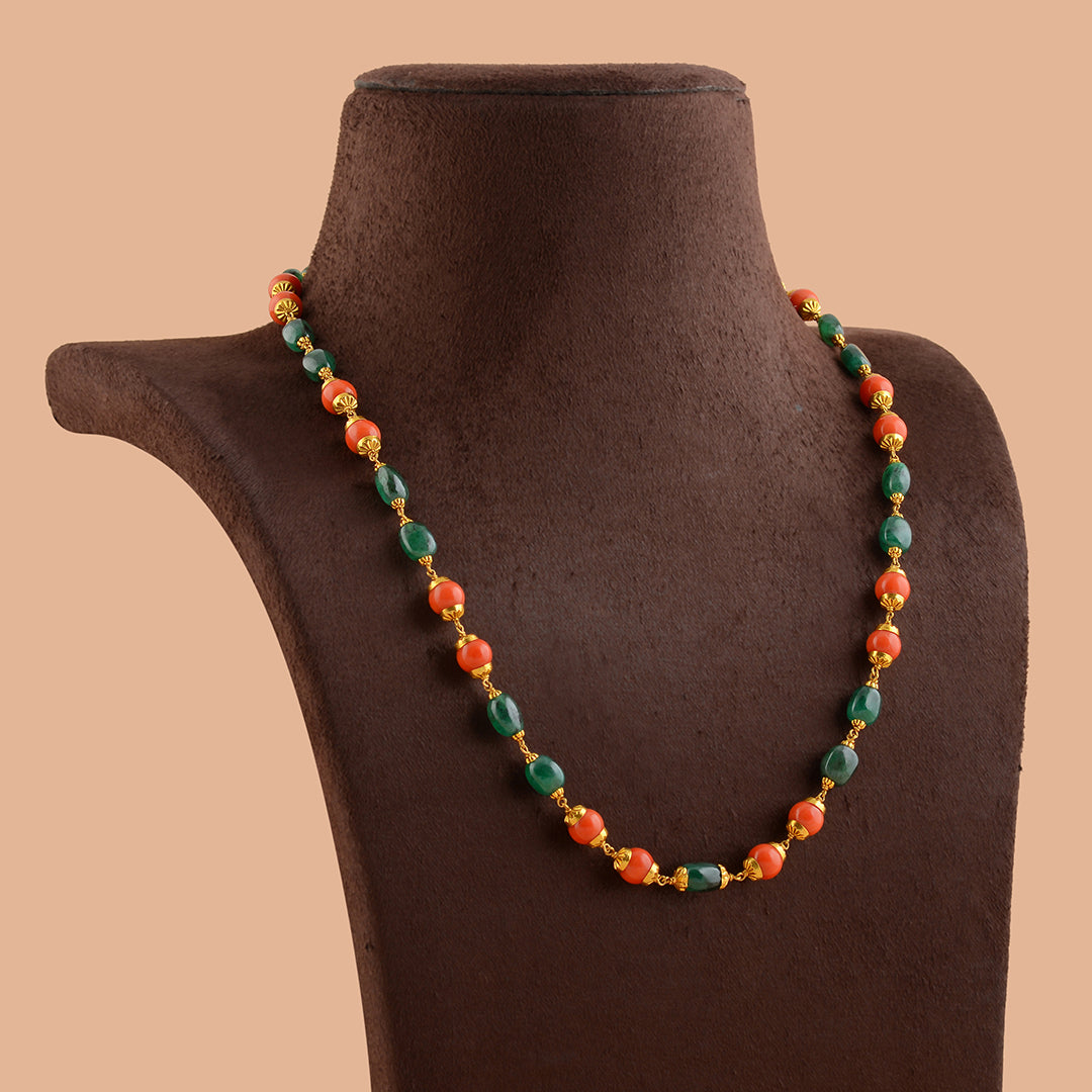 Elegant Coral And Beeds Gold Chain - Krishna Jewellers Pearls and Gems