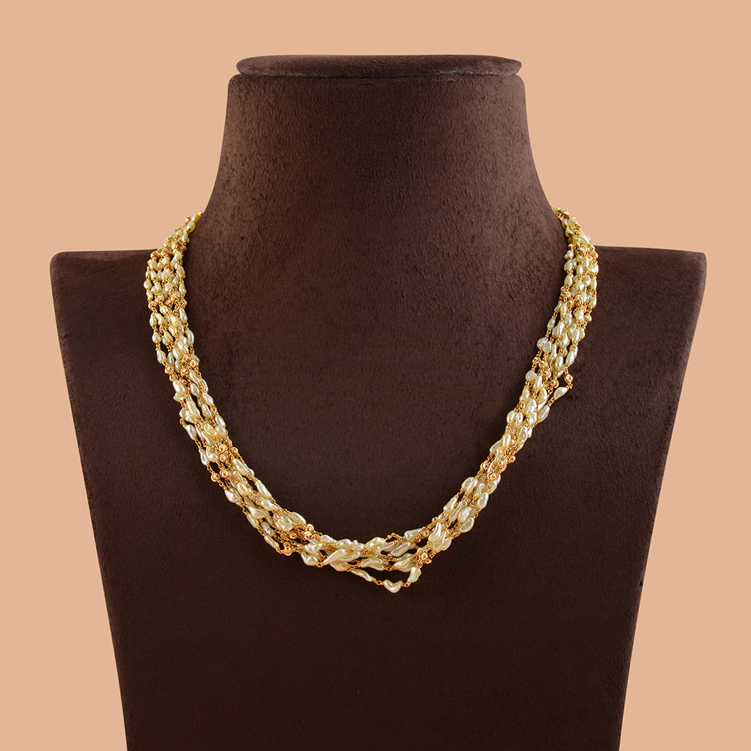 Golden Elegance: Exotic Keshi Pearl Necklace - Krishna Jewellers Pearls and Gems