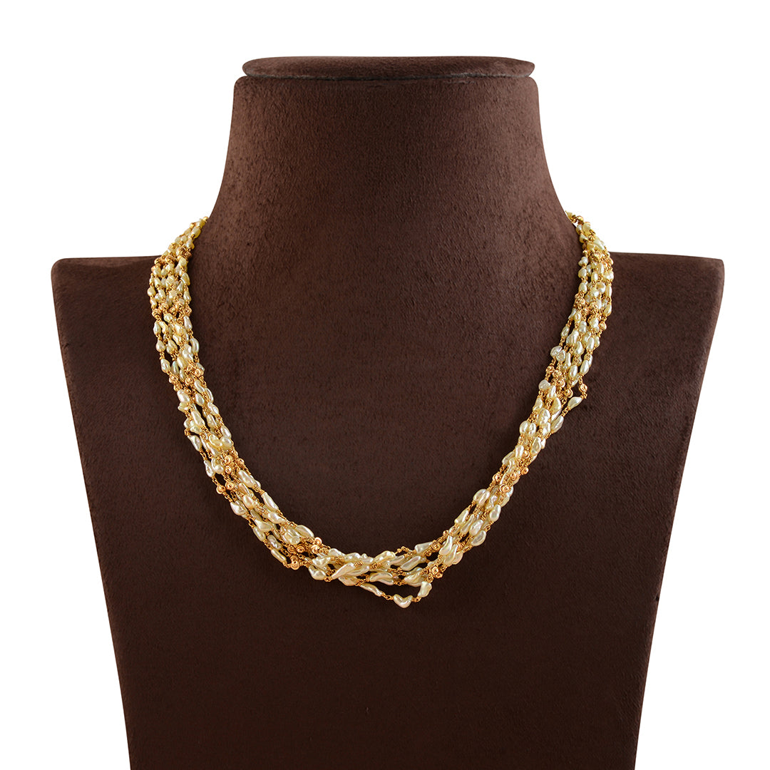 Golden Elegance: Exotic Keshi Pearl Necklace - Krishna Jewellers Pearls and Gems