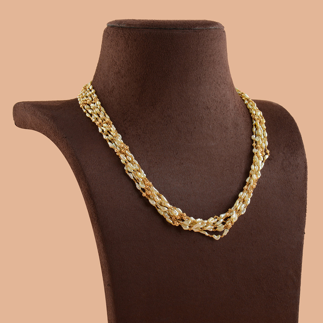 Golden Elegance: Exotic Keshi Pearl Necklace - Krishna Jewellers Pearls and Gems