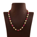 Exquisite  Ruby And Cultured Pearl Necklace In Gold