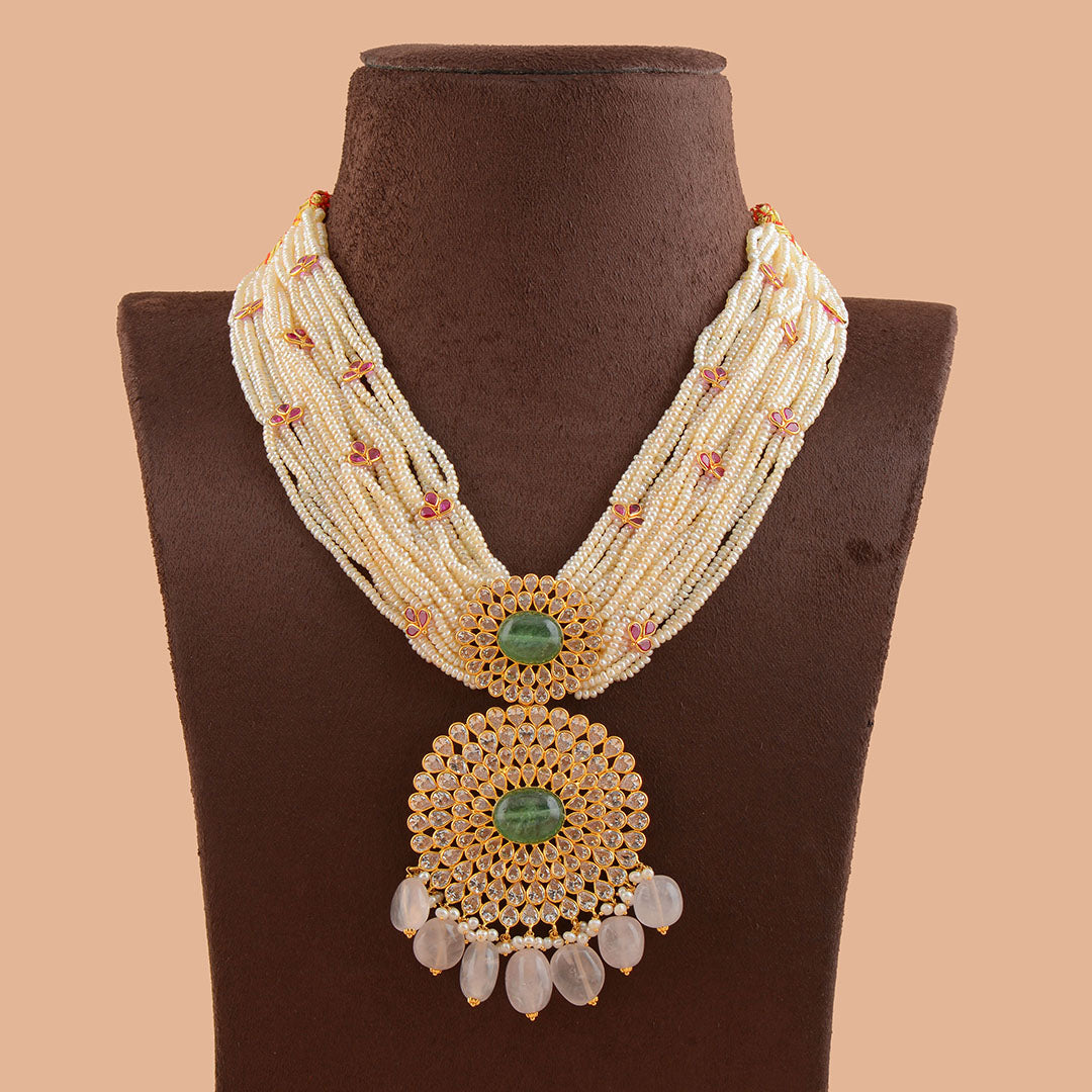Ultra-Beauteous Gold Pearl Necklace - Krishna Jewellers Pearls and Gems