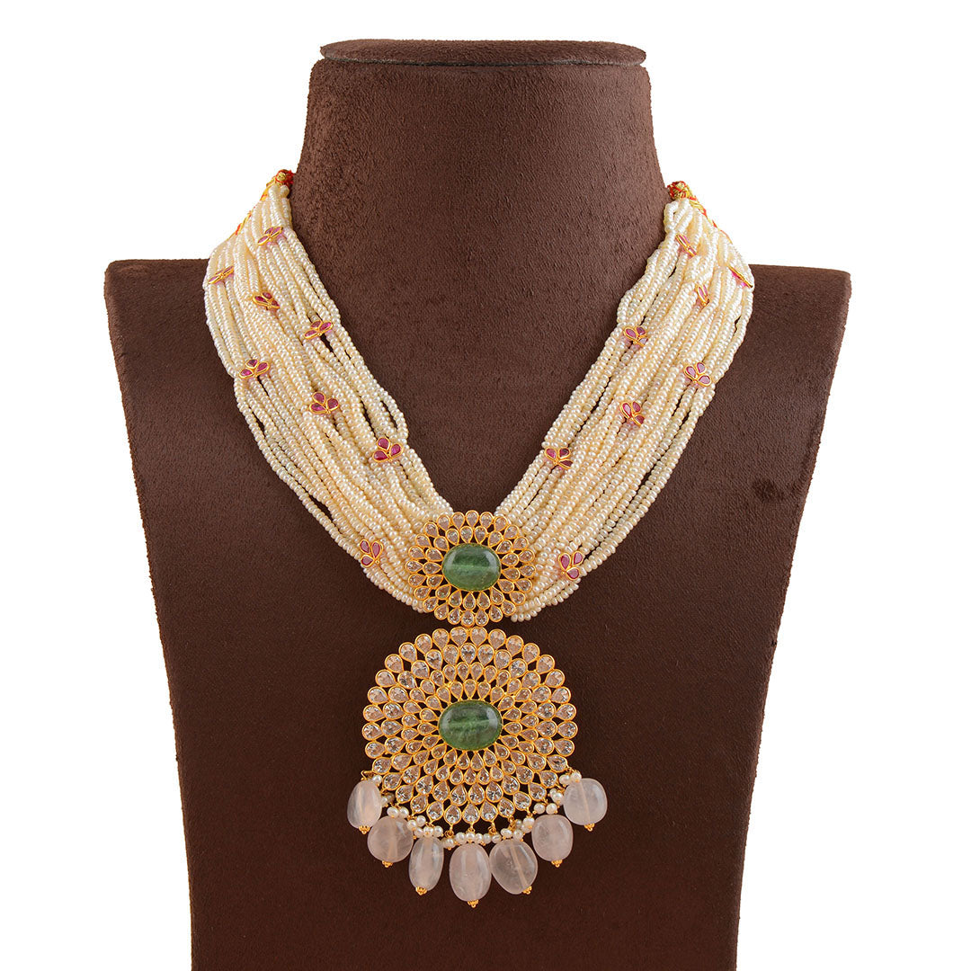 Ultra-Beauteous Gold Pearl Necklace - Krishna Jewellers Pearls and Gems