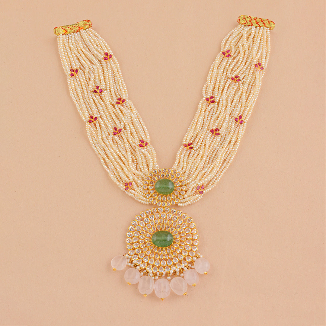 Ultra-Beauteous Gold Pearl Necklace - Krishna Jewellers Pearls and Gems