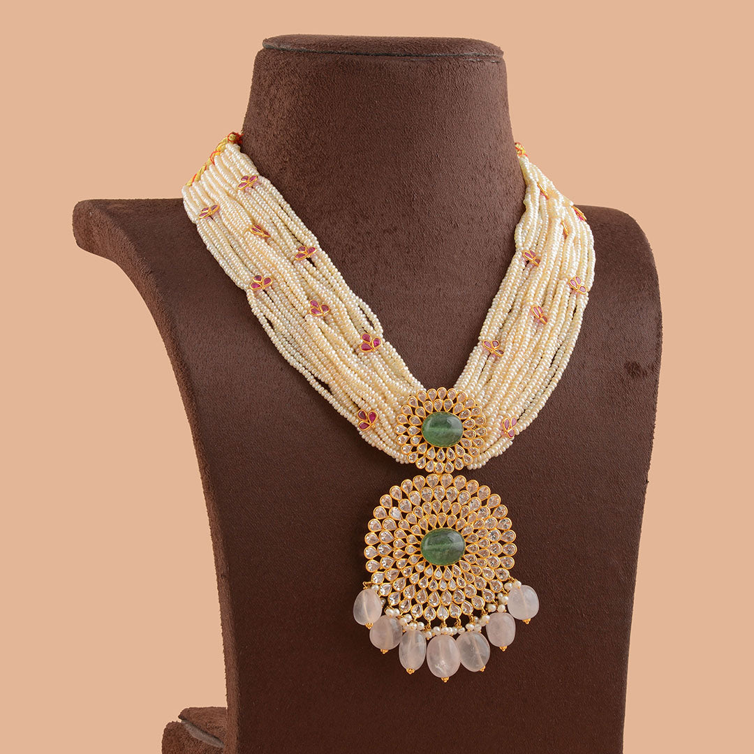Ultra-Beauteous Gold Pearl Necklace - Krishna Jewellers Pearls and Gems