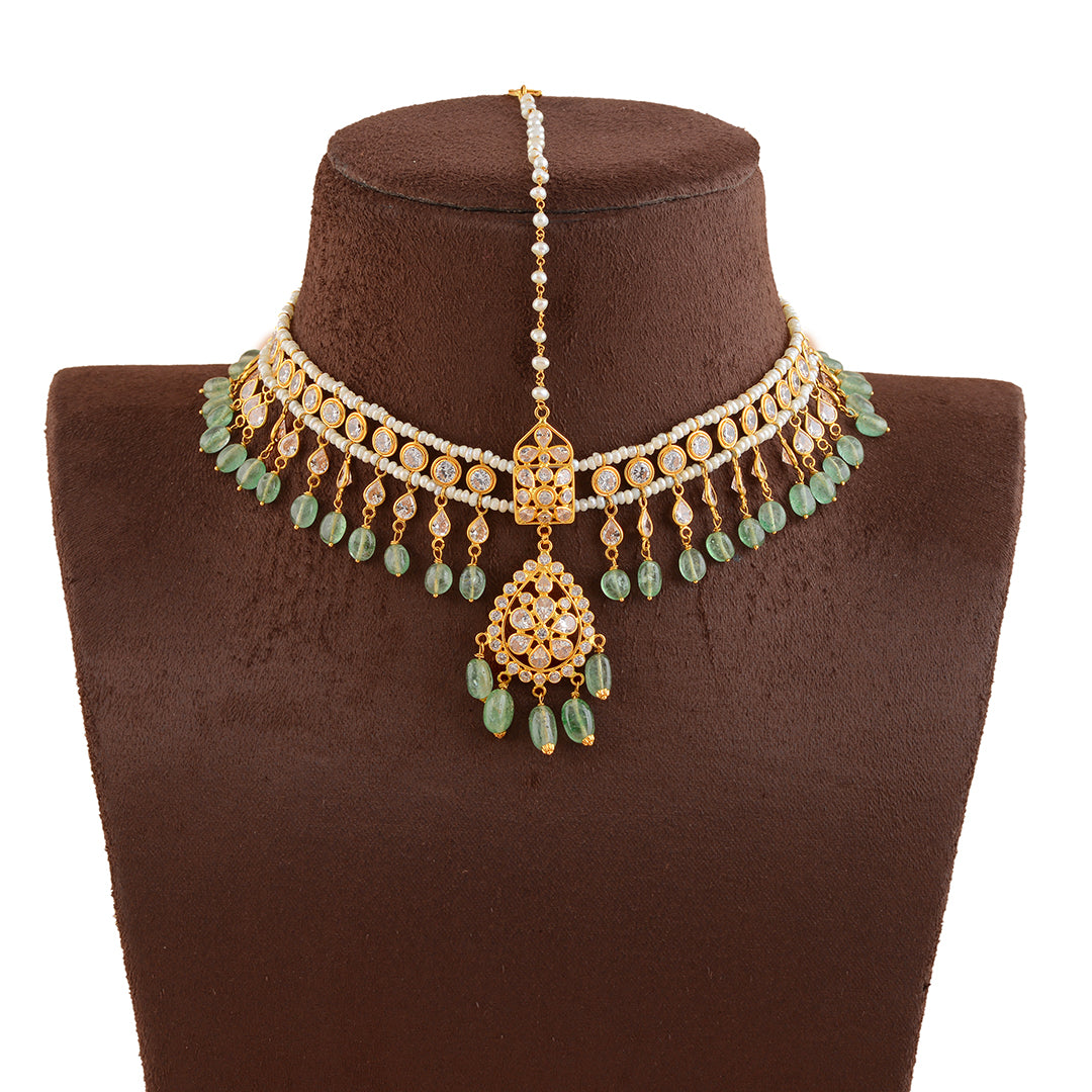 Pearl Short Necklace With Drop Beads - Krishna Jewellers Pearls and Gems