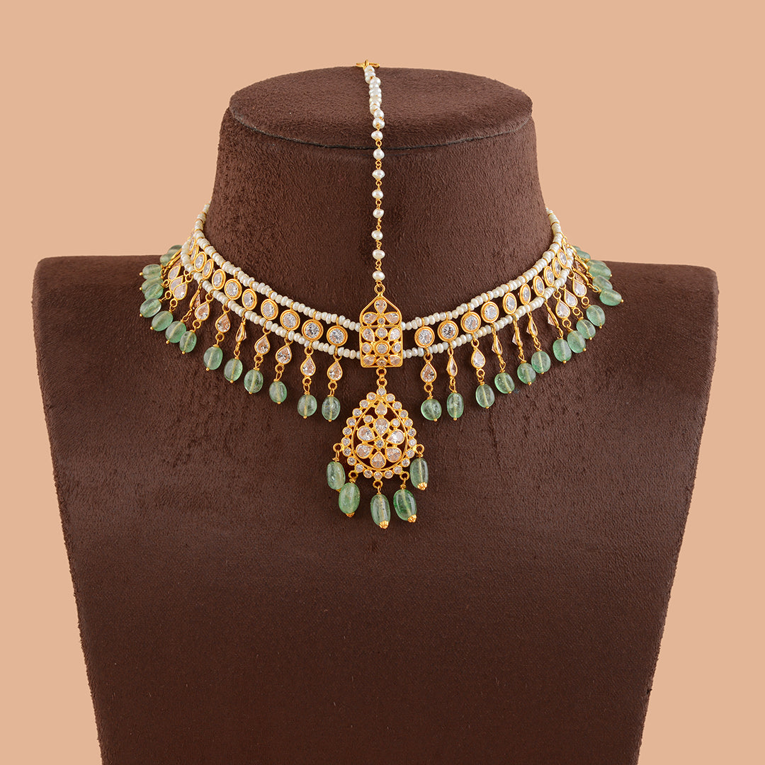 Pearl Short Necklace With Drop Beads - Krishna Jewellers Pearls and Gems