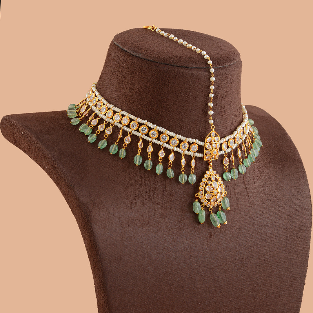 Pearl Short Necklace With Drop Beads - Krishna Jewellers Pearls and Gems
