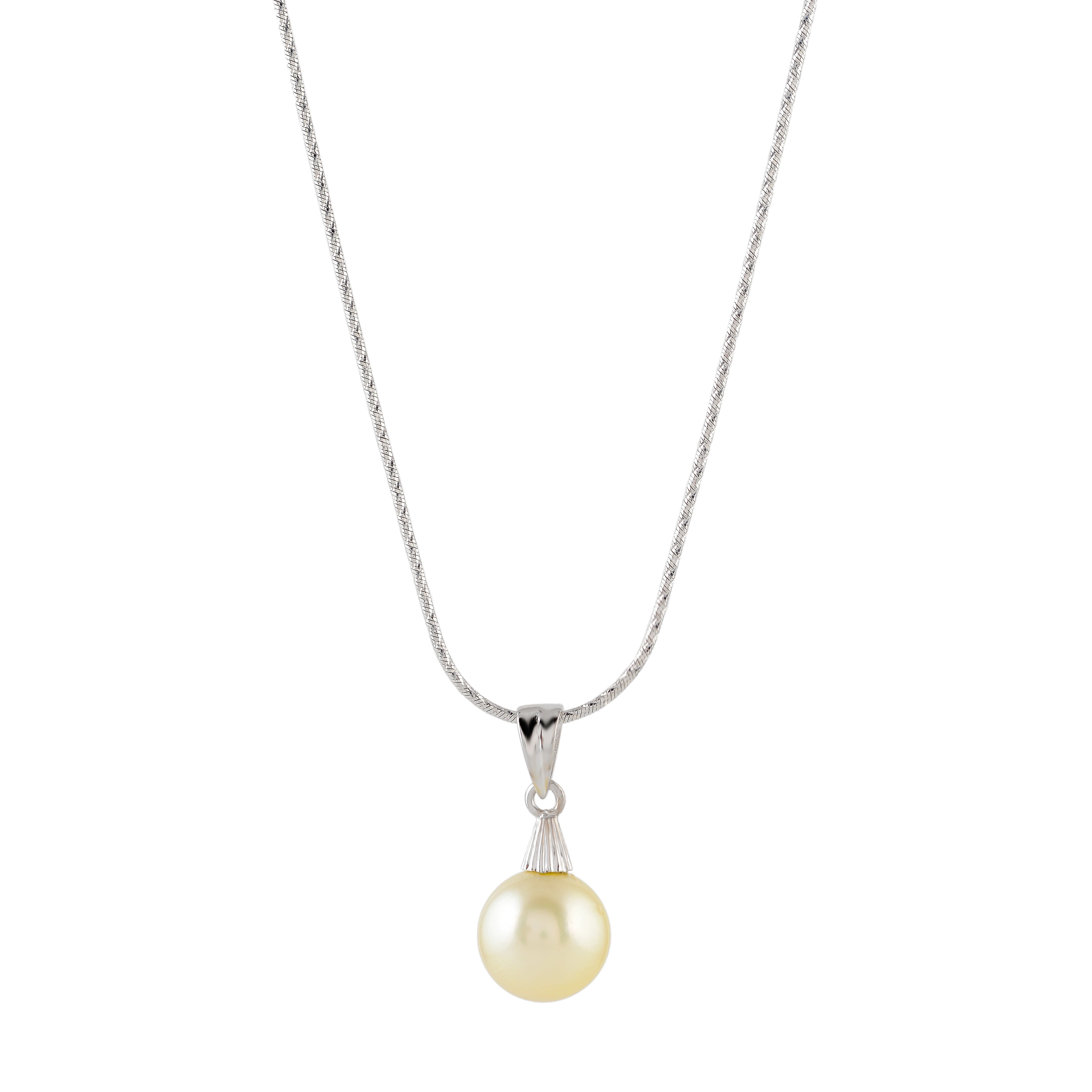 Silver Chain Embellished with South Sea Pearls - Krishna Jewellers Pearls and Gems