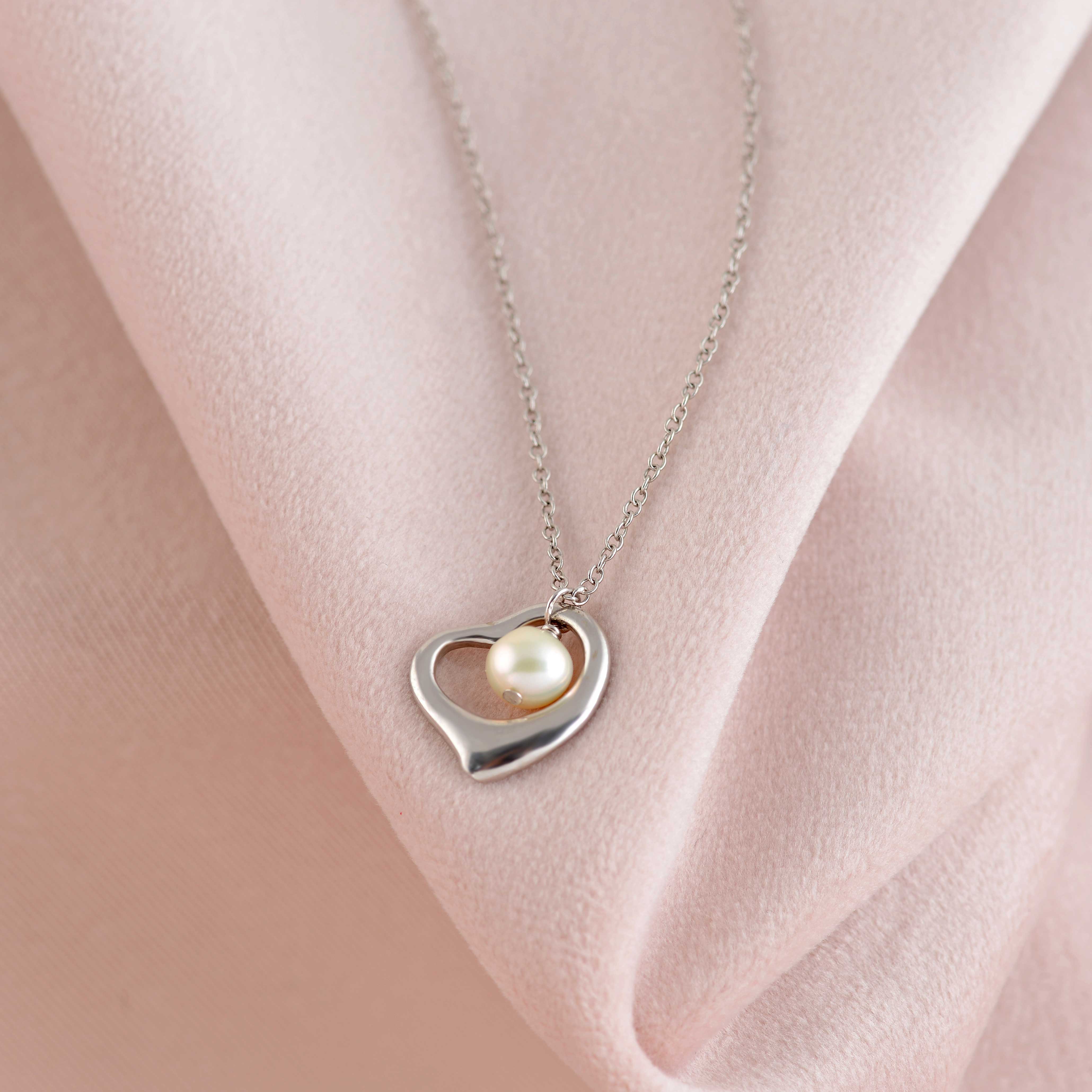 Handcrafted 925 Sterling Silver Heart Necklace - Krishna Jewellers Pearls and Gems