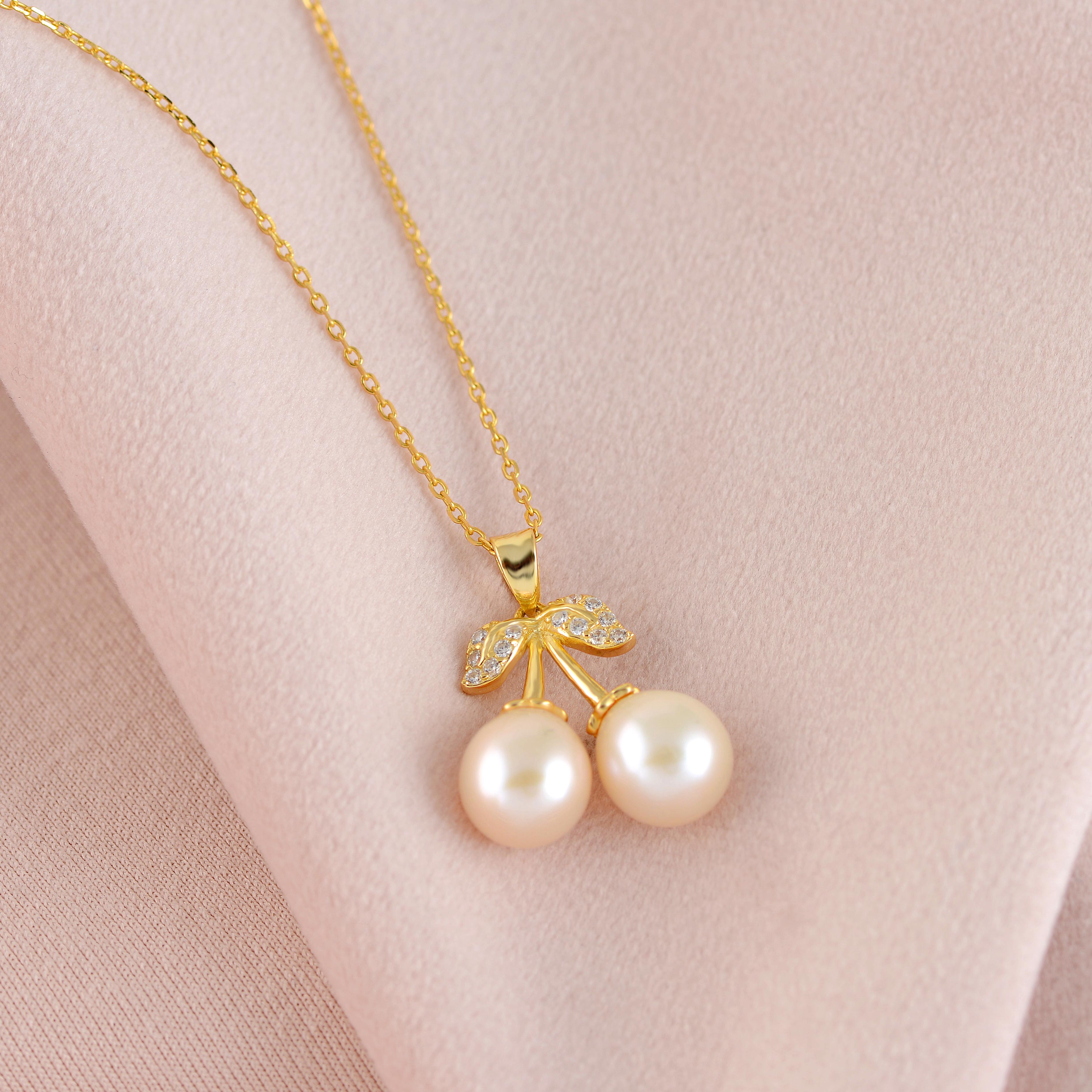 Sparkle gold coated Silver Chain With Pendant - Krishna Jewellers Pearls and Gems