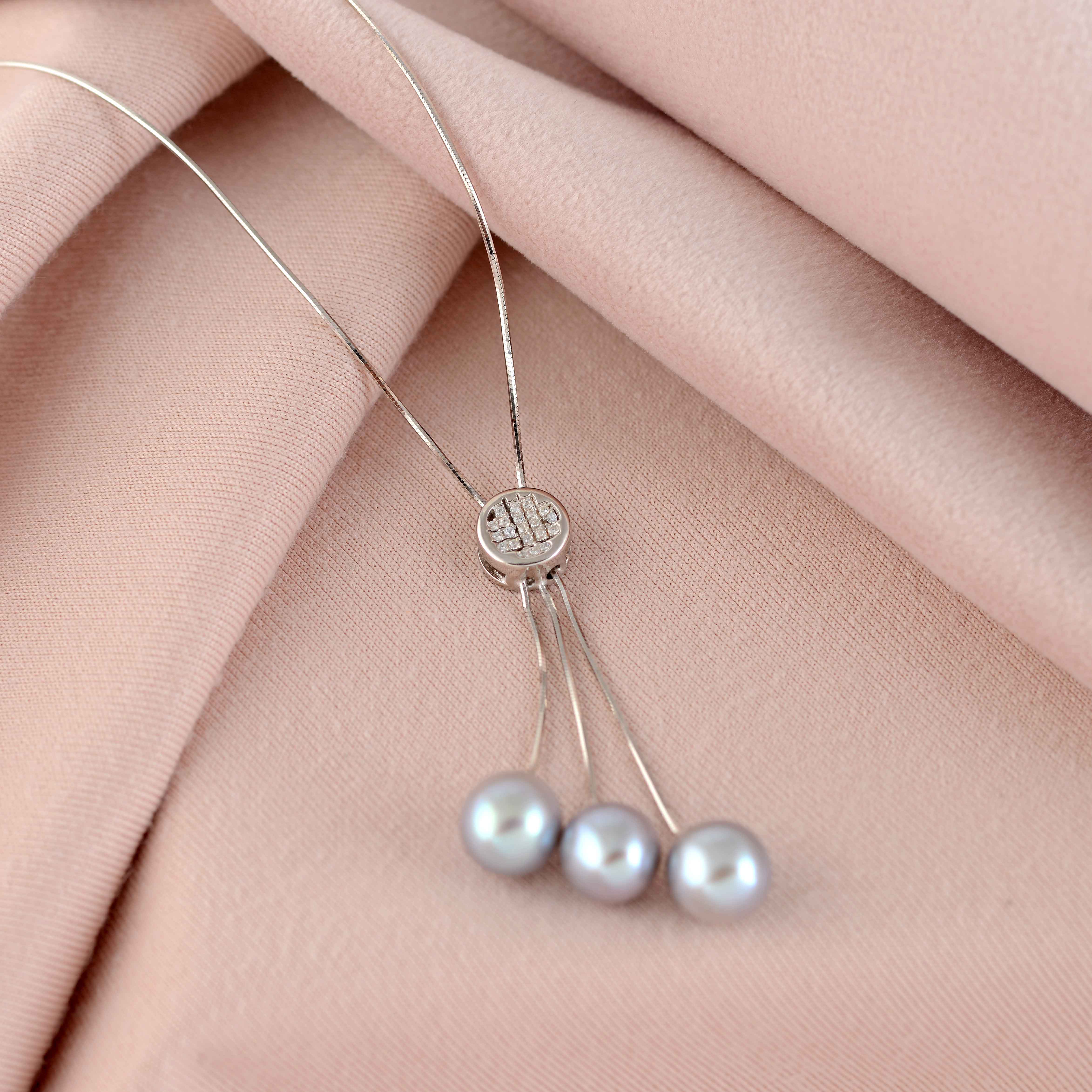 Cultured Freshwater Pearl Tear Drop Pendant Set - Krishna Jewellers Pearls and Gems