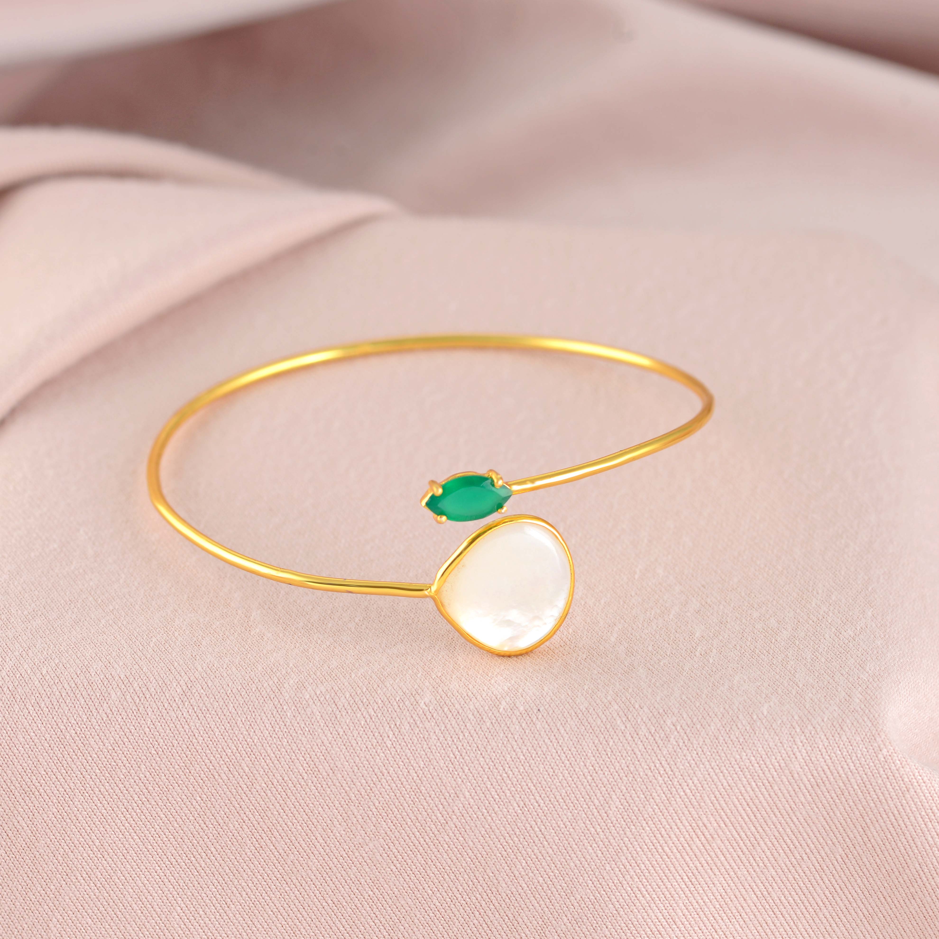 Delicate Pear Shape Pearl bangle Bracelet - Krishna Pearls