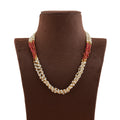 Multiline Ruby and Pearl Necklace in Gold