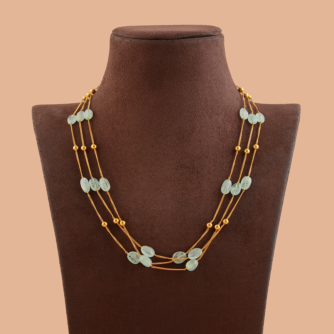 Original Emerald Beads Gold Chain - Krishna Jewellers Pearls and Gems