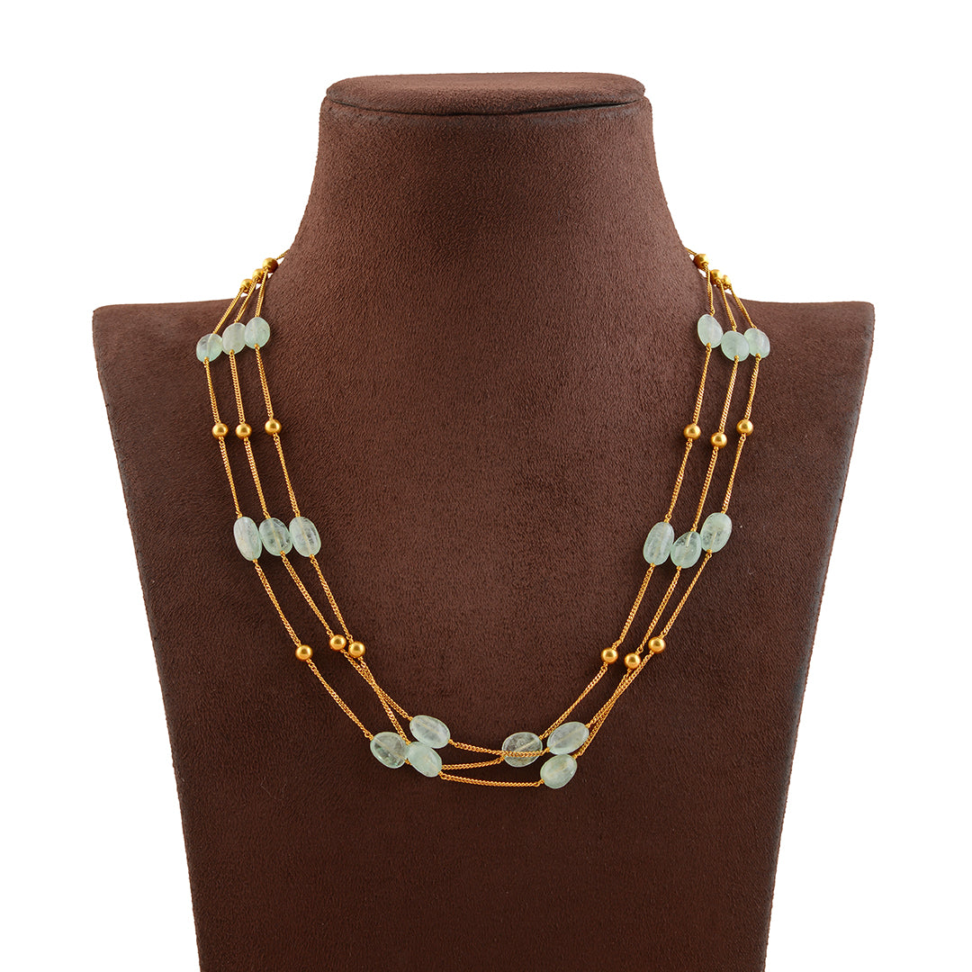 Original Emerald Beads Gold Chain - Krishna Jewellers Pearls and Gems