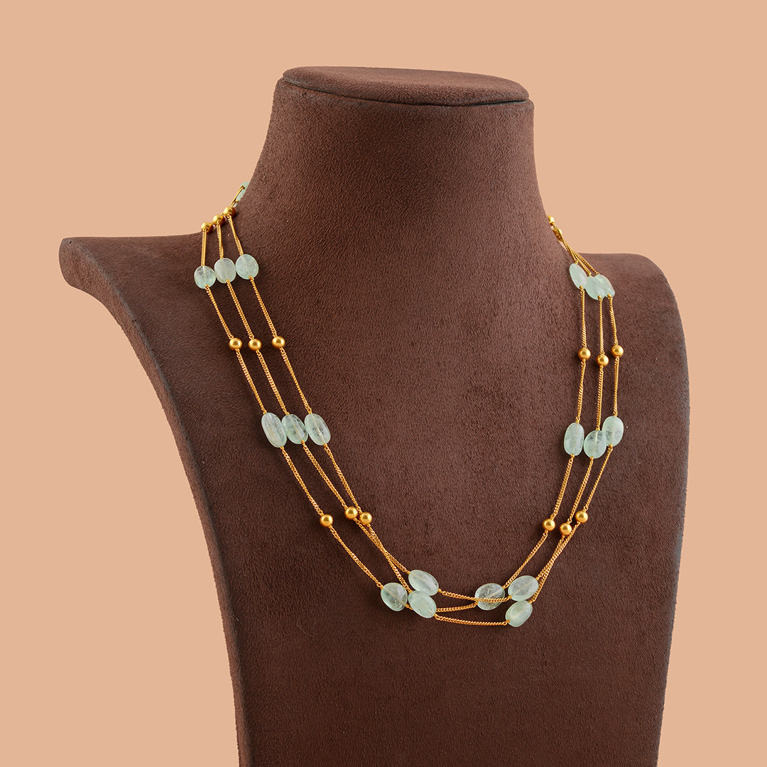 Original Emerald Beads Gold Chain - Krishna Jewellers Pearls and Gems