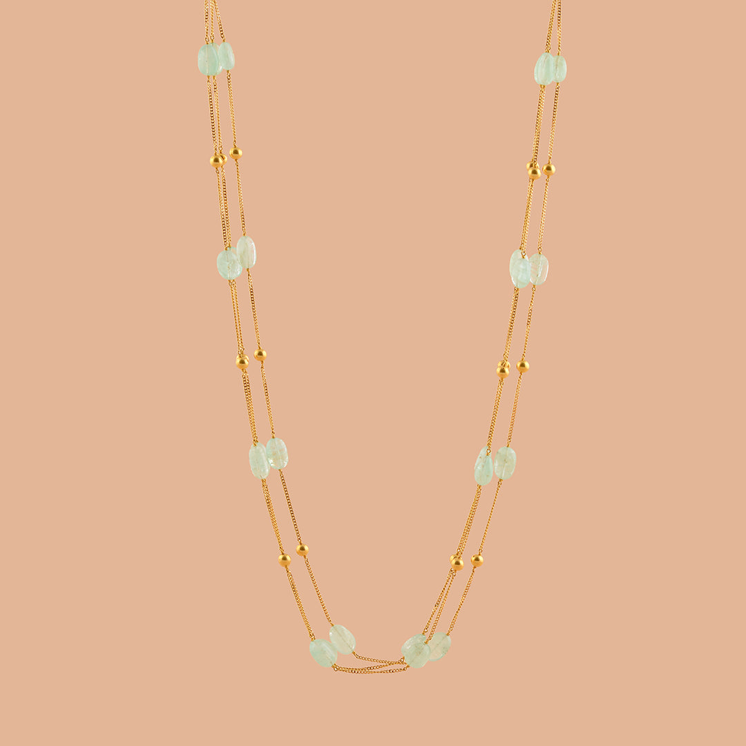 Original Emerald Beads Gold Chain - Krishna Jewellers Pearls and Gems