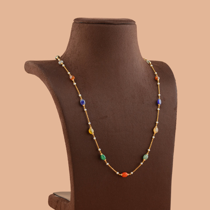 Navatna Gold Pearl Necklace - Krishna Jewellers Pearls and Gems