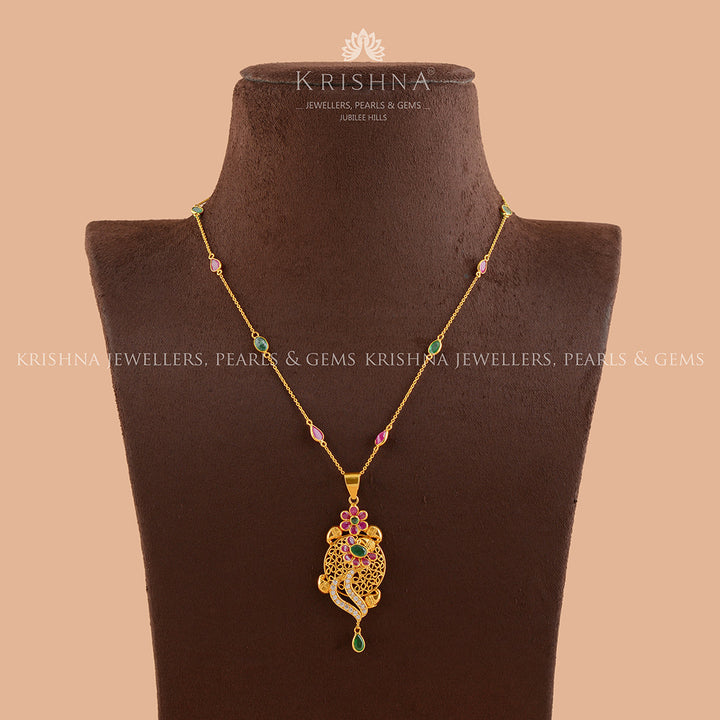 Simple Gold Pearl Necklace With Pendant - Krishna Jewellers Pearls and Gems