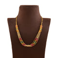 Classic Gold Pearl Necklace With Precious  Stone