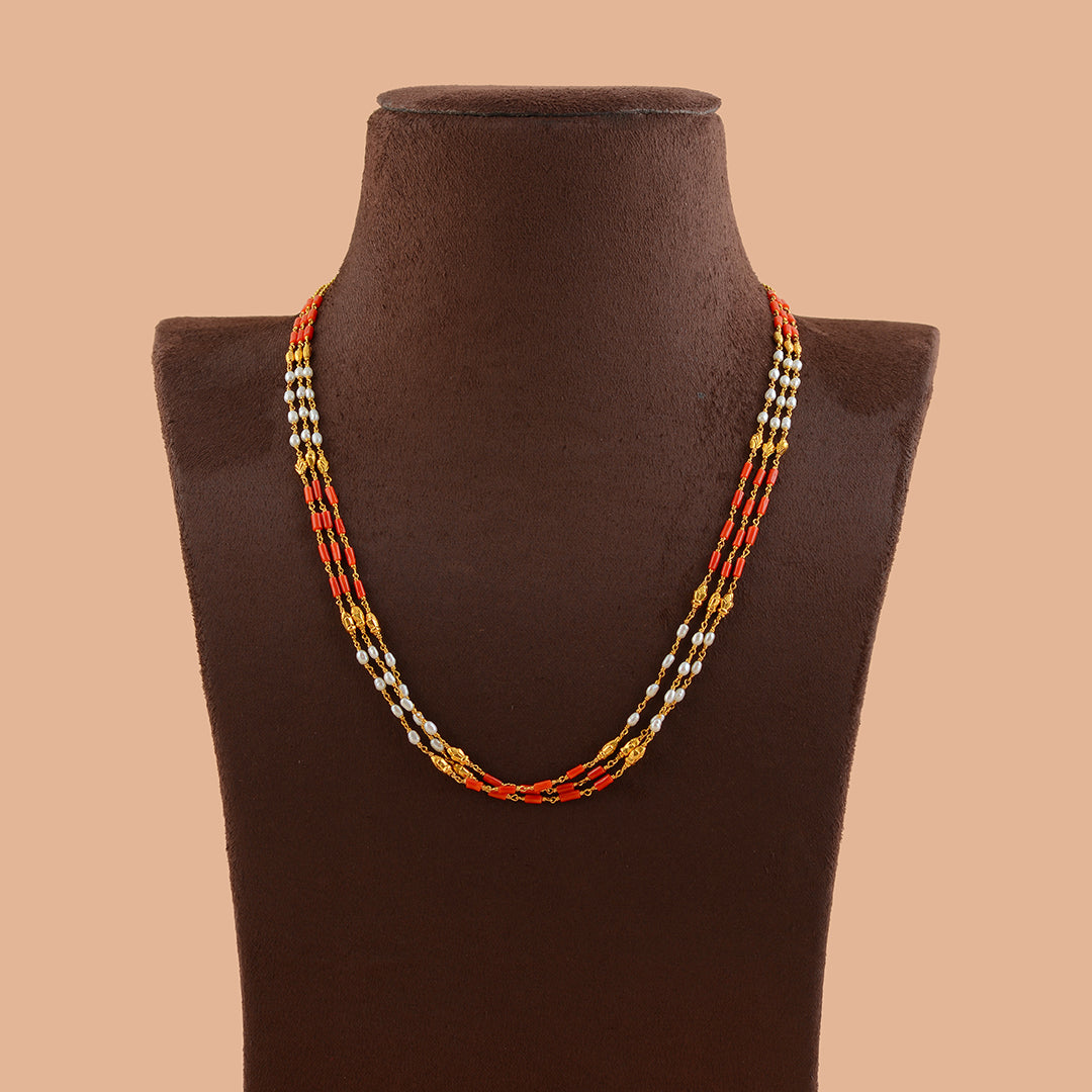 Classic Pearl and Coral Chain - Krishna Jewellers Pearls and Gems