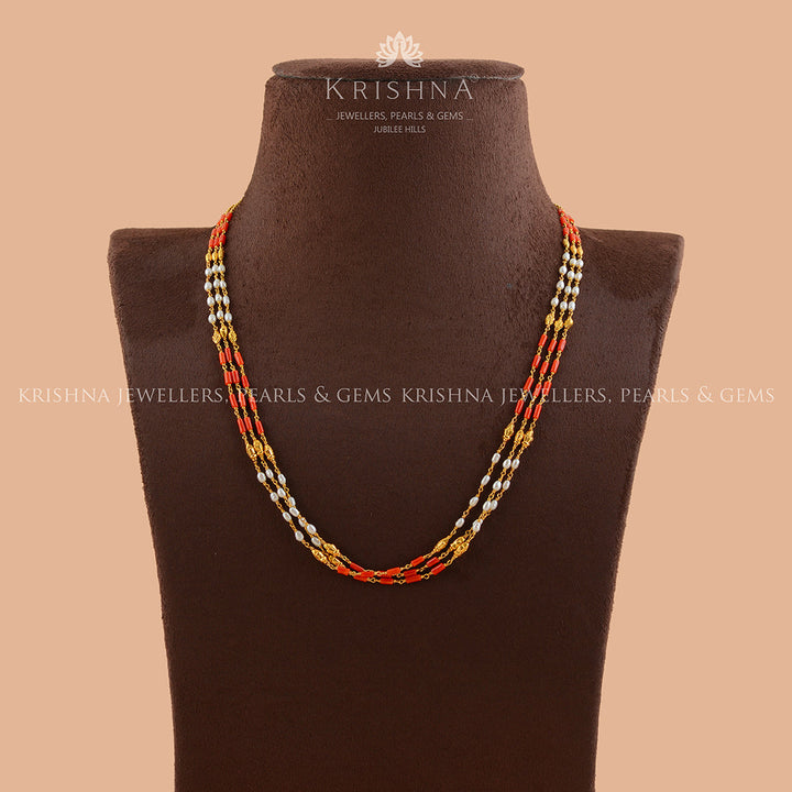 Classic Pearl and Coral Chain - Krishna Jewellers Pearls and Gems