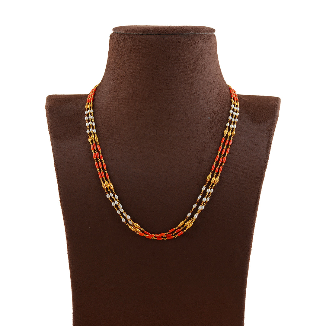 Classic Pearl and Coral Chain - Krishna Jewellers Pearls and Gems