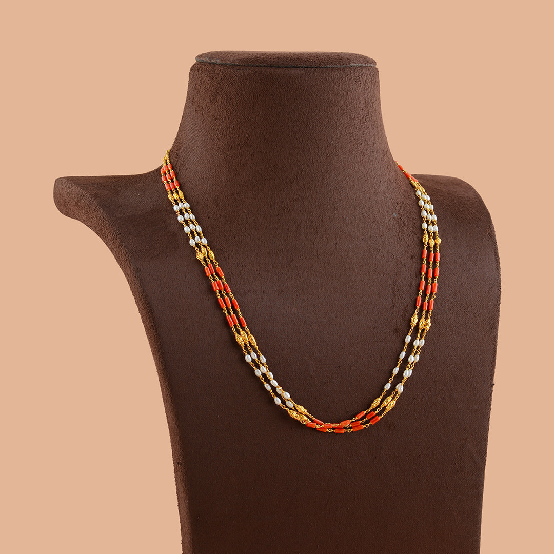 Classic Pearl and Coral Chain - Krishna Jewellers Pearls and Gems