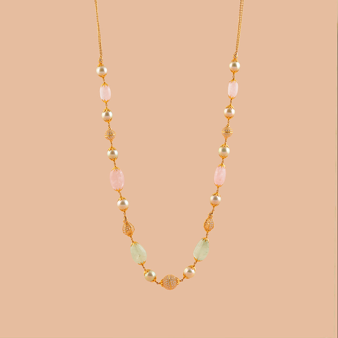 Glamour in Gold: Stunning Fancy Pearl Necklace - Krishna Jewellers Pearls and Gems