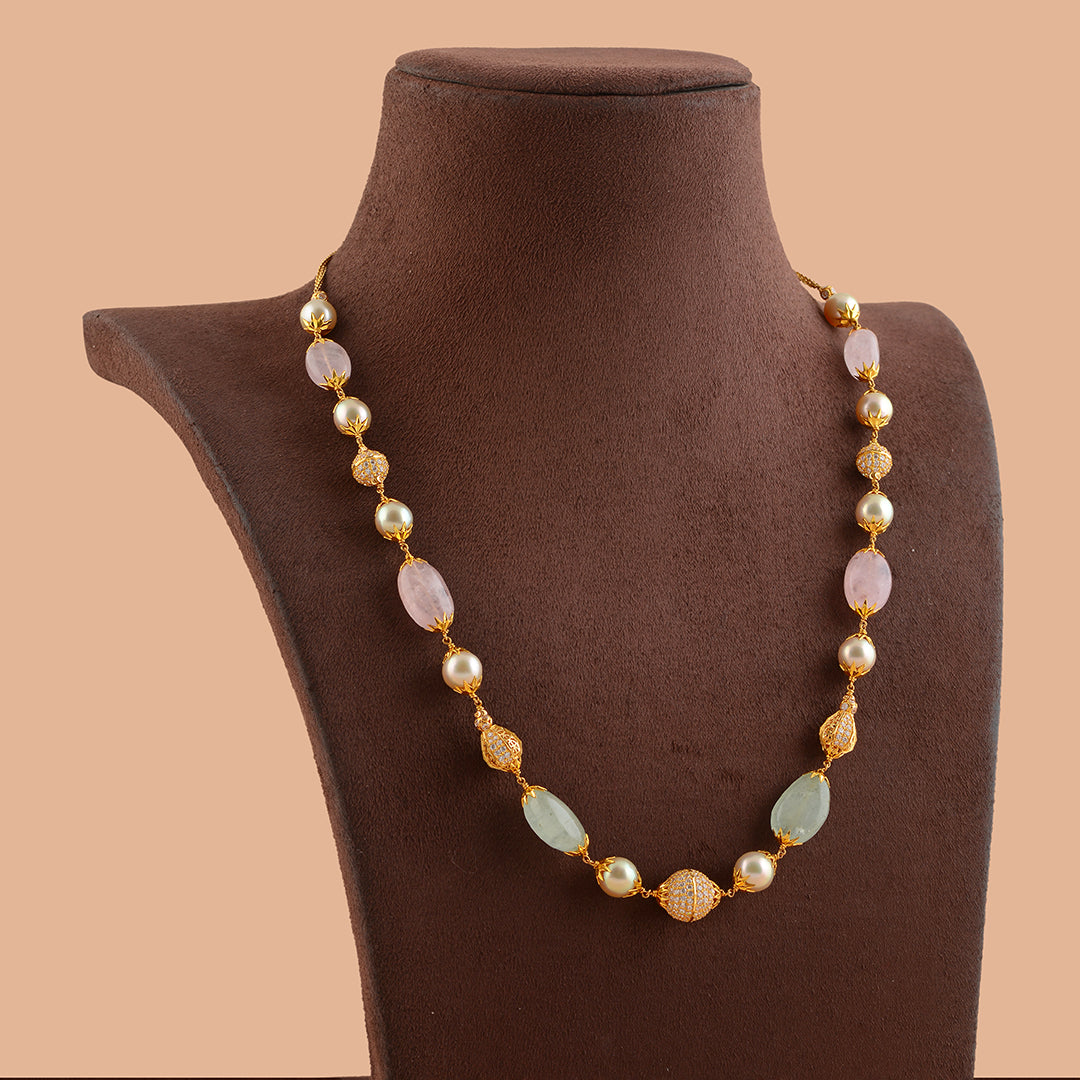 Glamour in Gold: Stunning Fancy Pearl Necklace - Krishna Jewellers Pearls and Gems