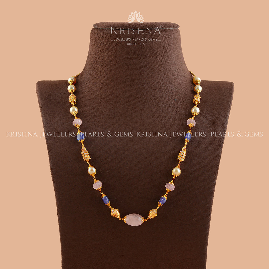 Timeless Elegance: Exquisite Gold  Pearl Necklace - Krishna Jewellers Pearls and Gems