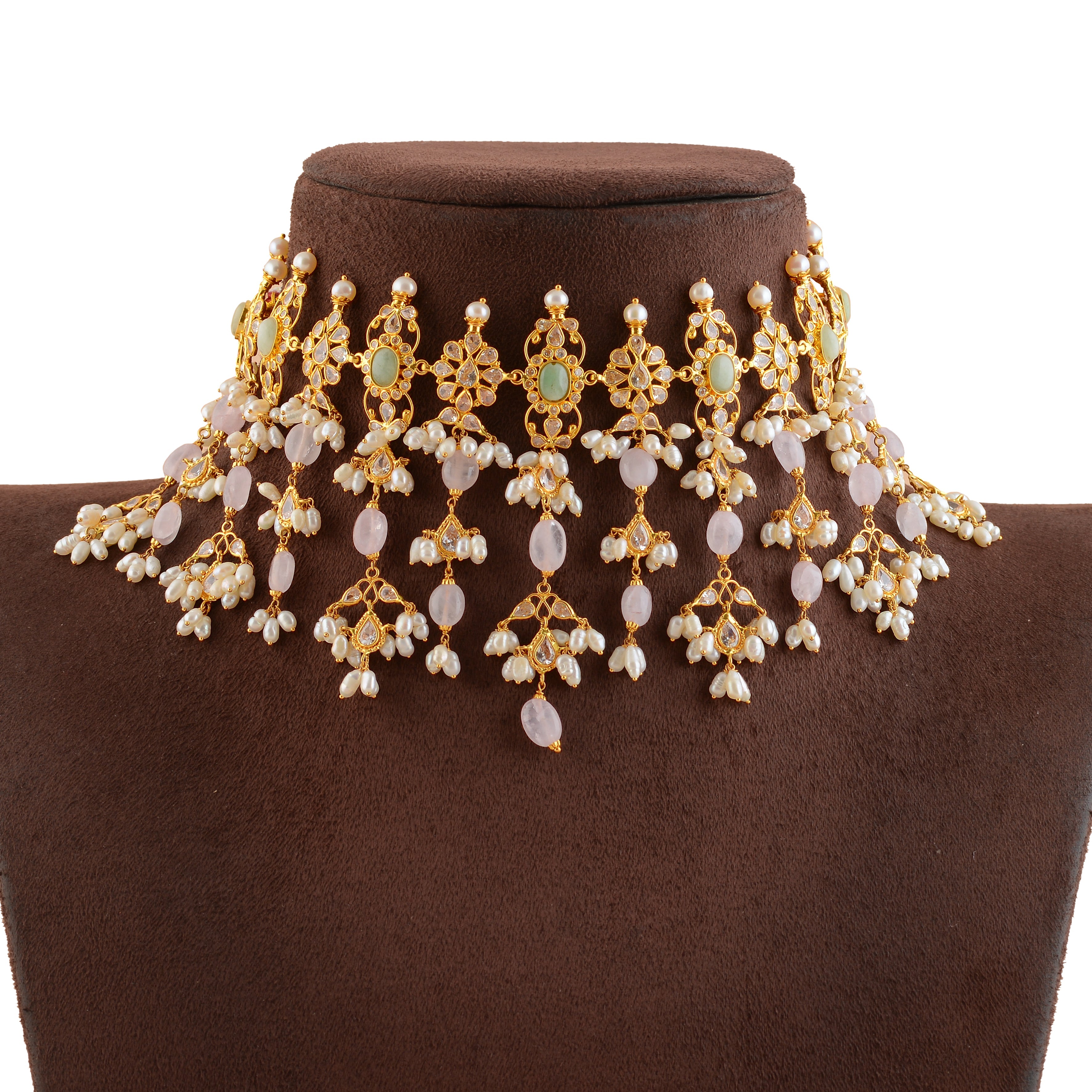 Exotic Gold Pearl Short Necklace - Krishna Jewellers Pearls and Gems