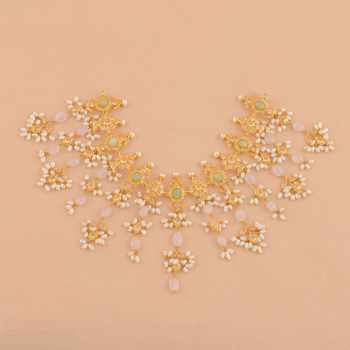 Exotic Gold Pearl Short Necklace - Krishna Jewellers Pearls and Gems