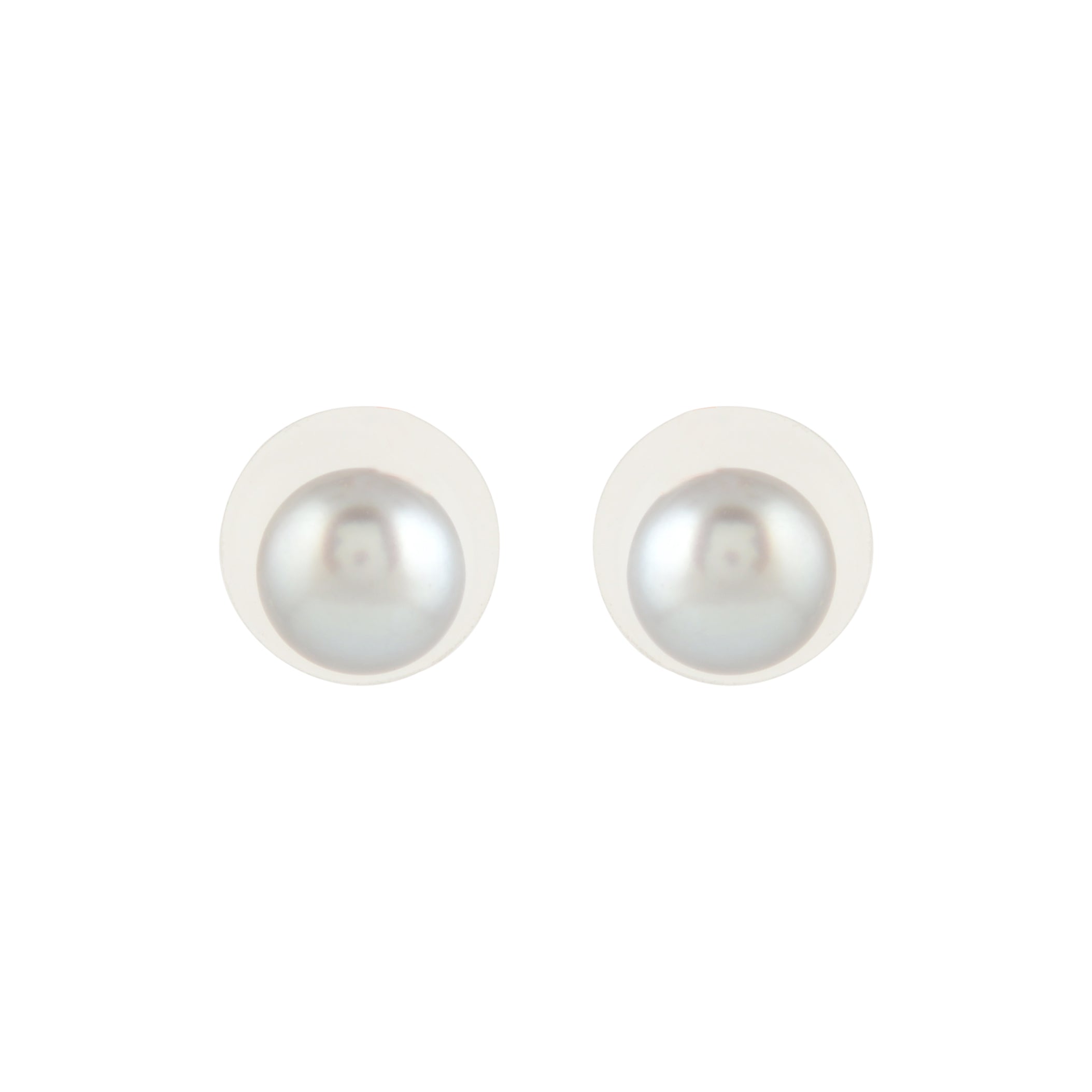 Fresh Water Button Steel Grey Color Pearl Earrings JPT7657