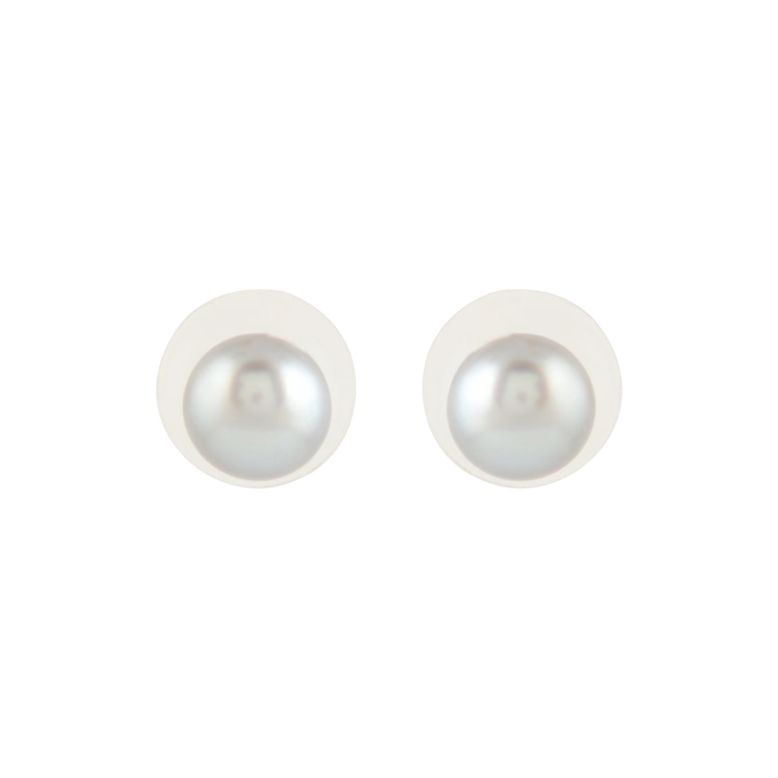 Fresh Water Button Steel Grey Color Pearl Earrings JPT7657