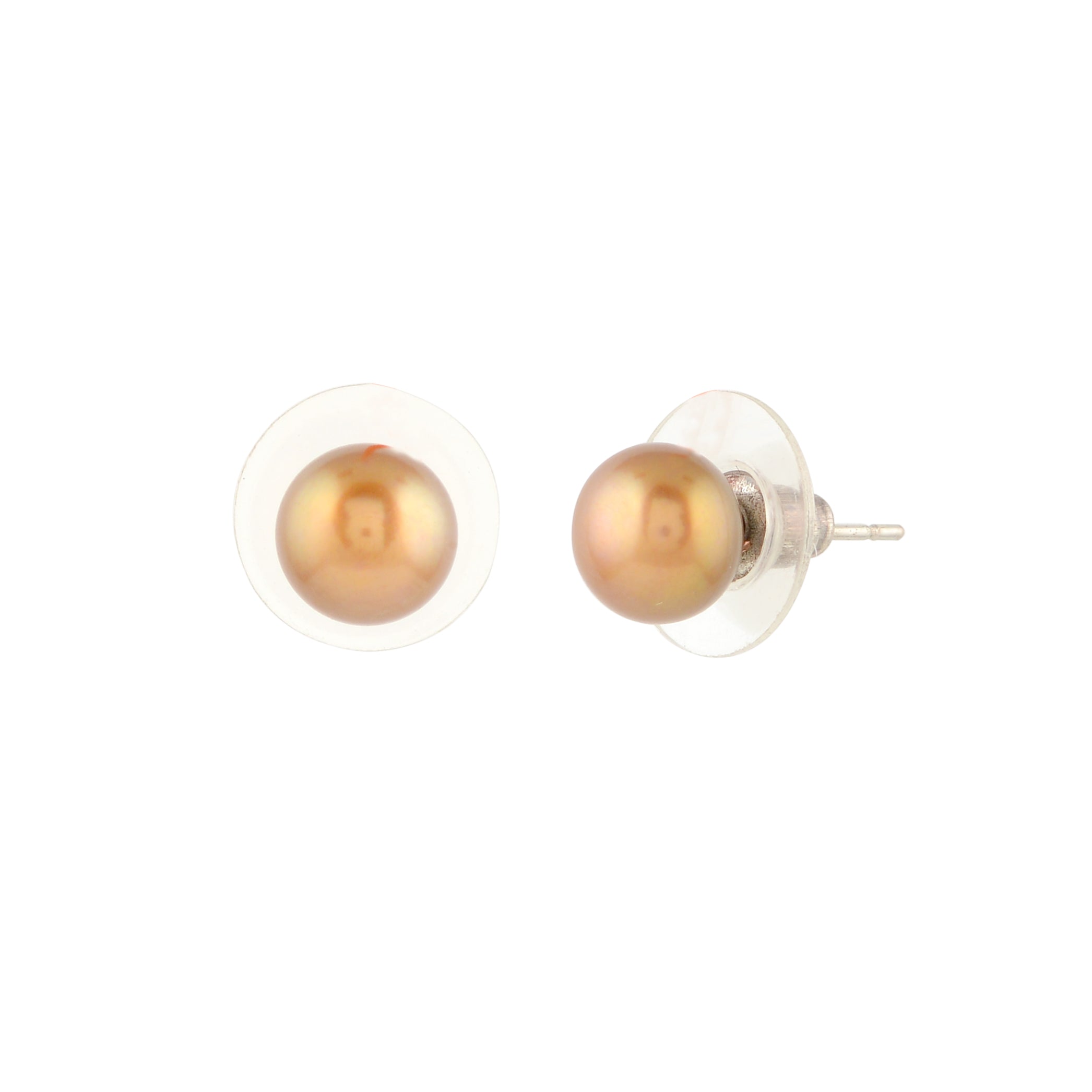 Brown Fresh water Pearl Earstuds in Silver