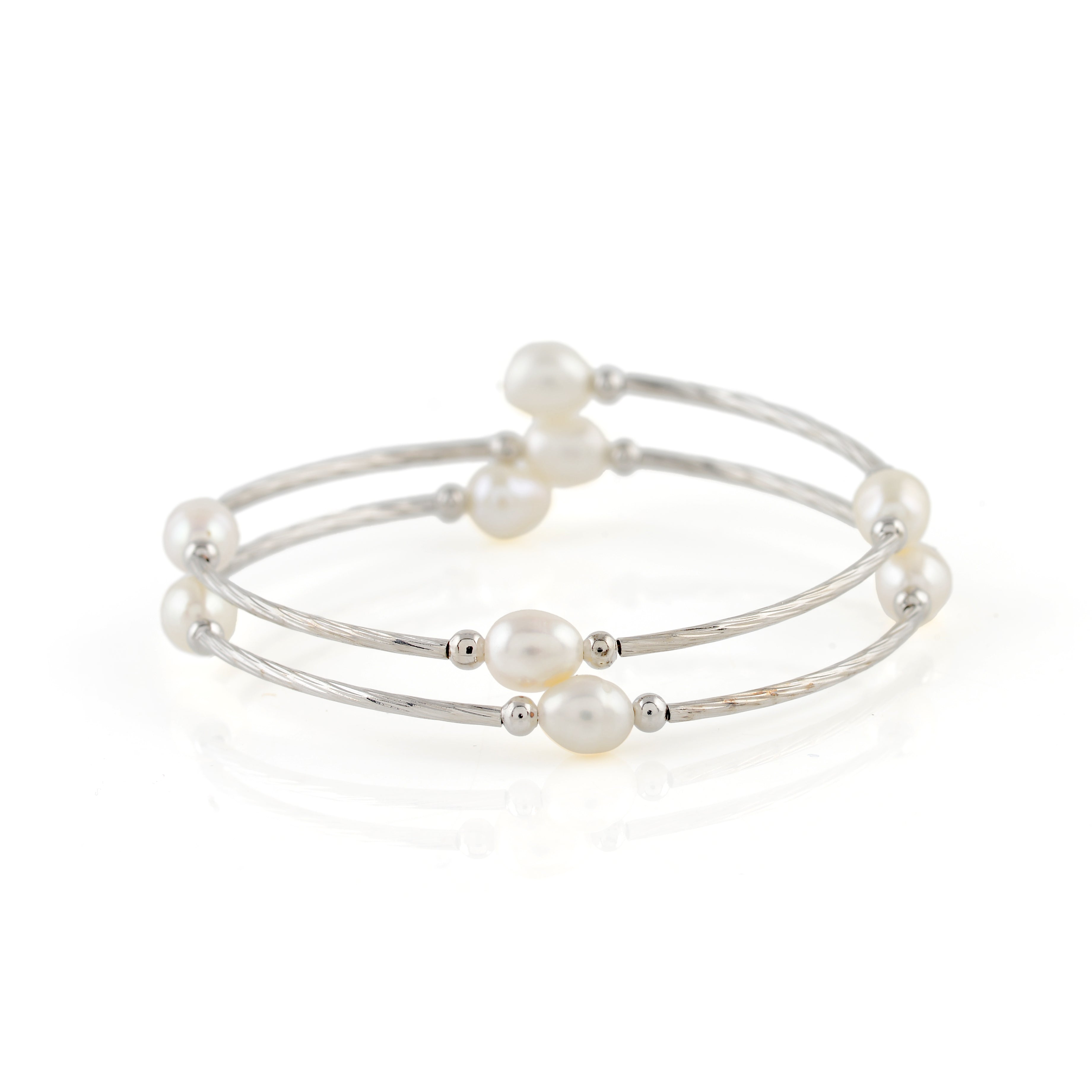 Freshwater White Pearl bracelet in Silver - Krishna Jewellers Pearls and Gems