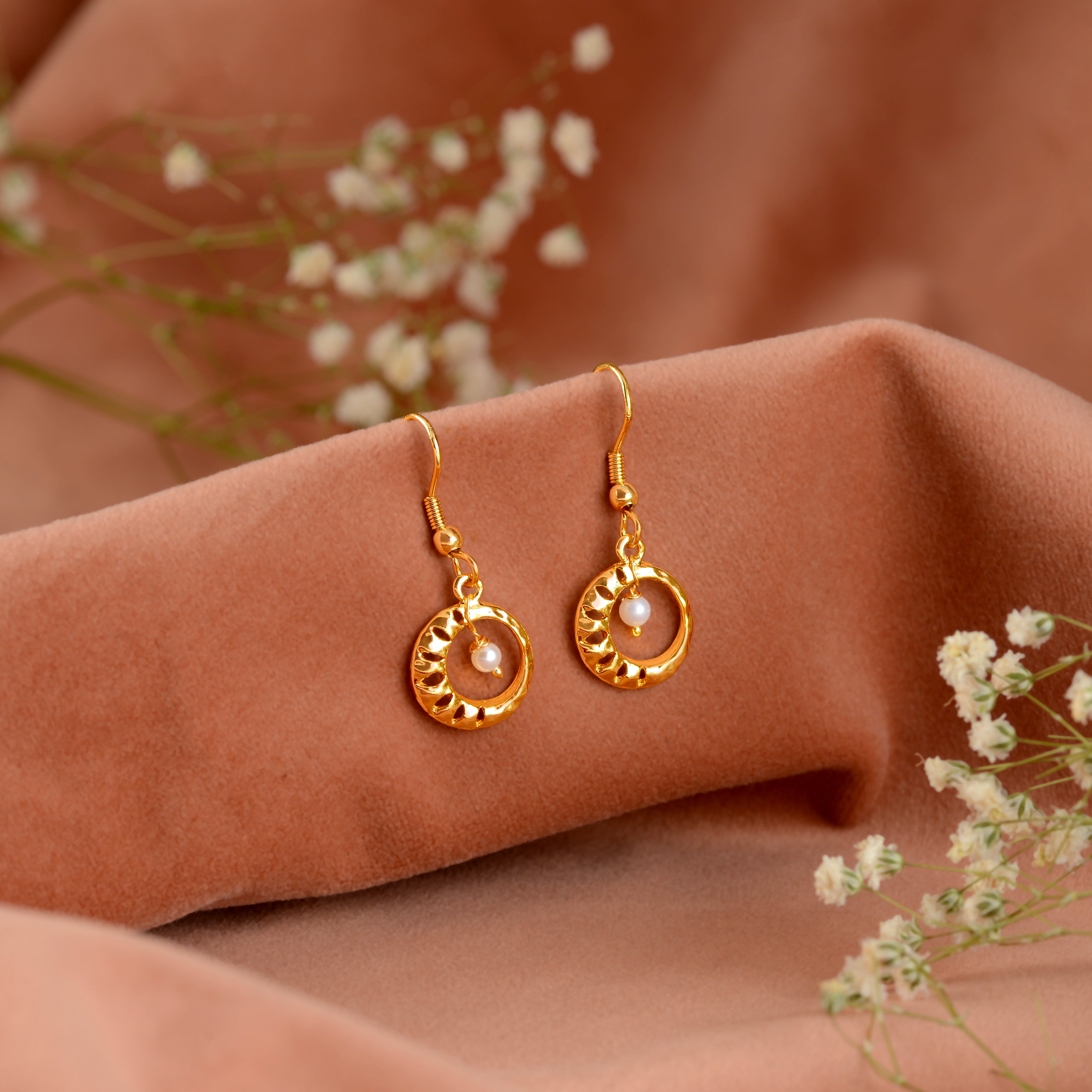 Sparkling Regal Pearl Drop Earrings