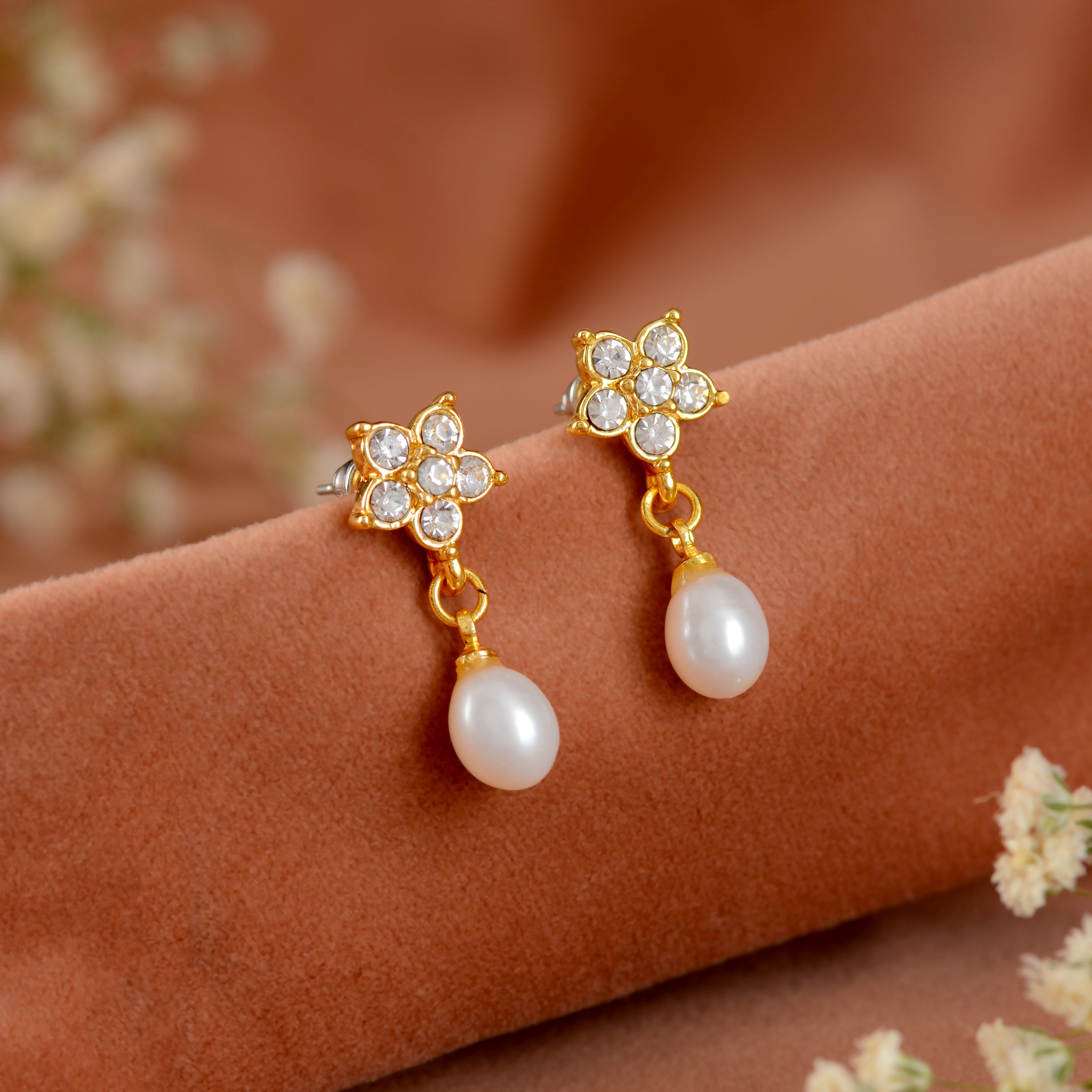 Dainty Hanging Pearl Earrings