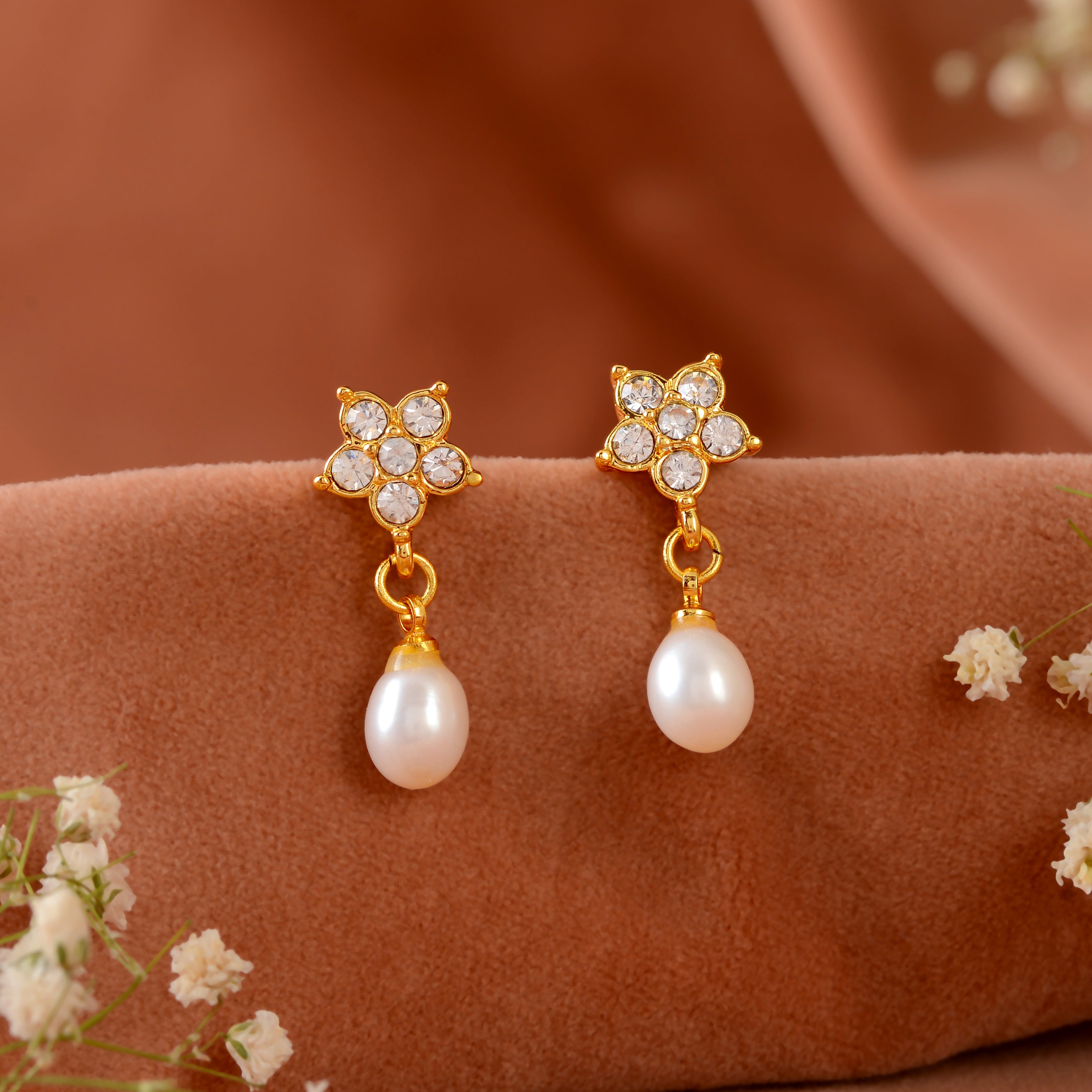Dainty Hanging Pearl Earrings