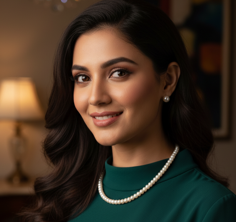 White Pearl Necklace with Matching Stud Earrings